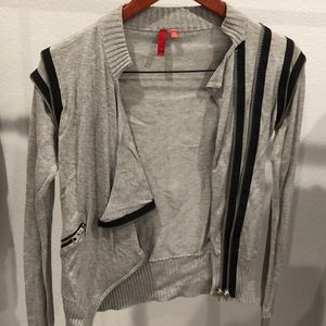 Unique zipper detail sweater cardigan